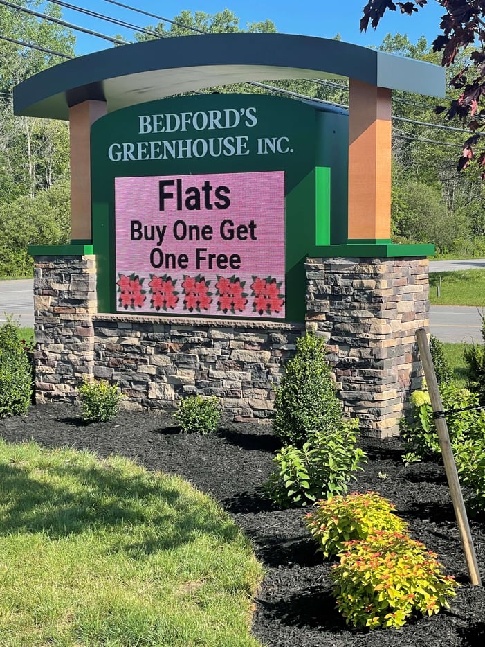 Bedfords Greenhouse Digital Message Center Sign