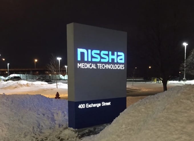 Custom acrylic monument sign for Nissha