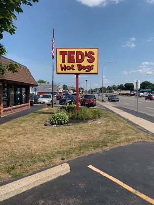 Exterior sign for a local business